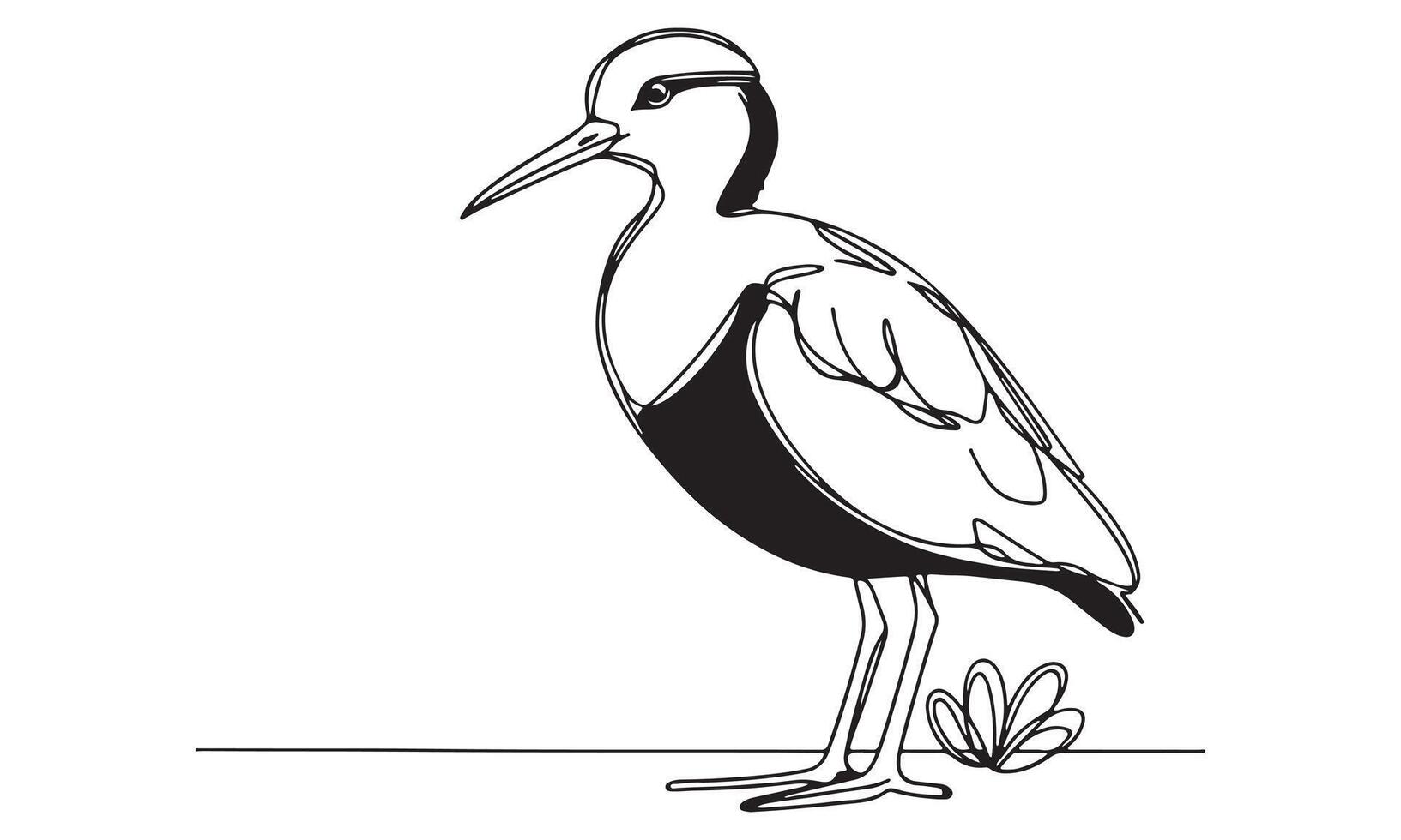 A drawing of a bird standing on a branch vector
