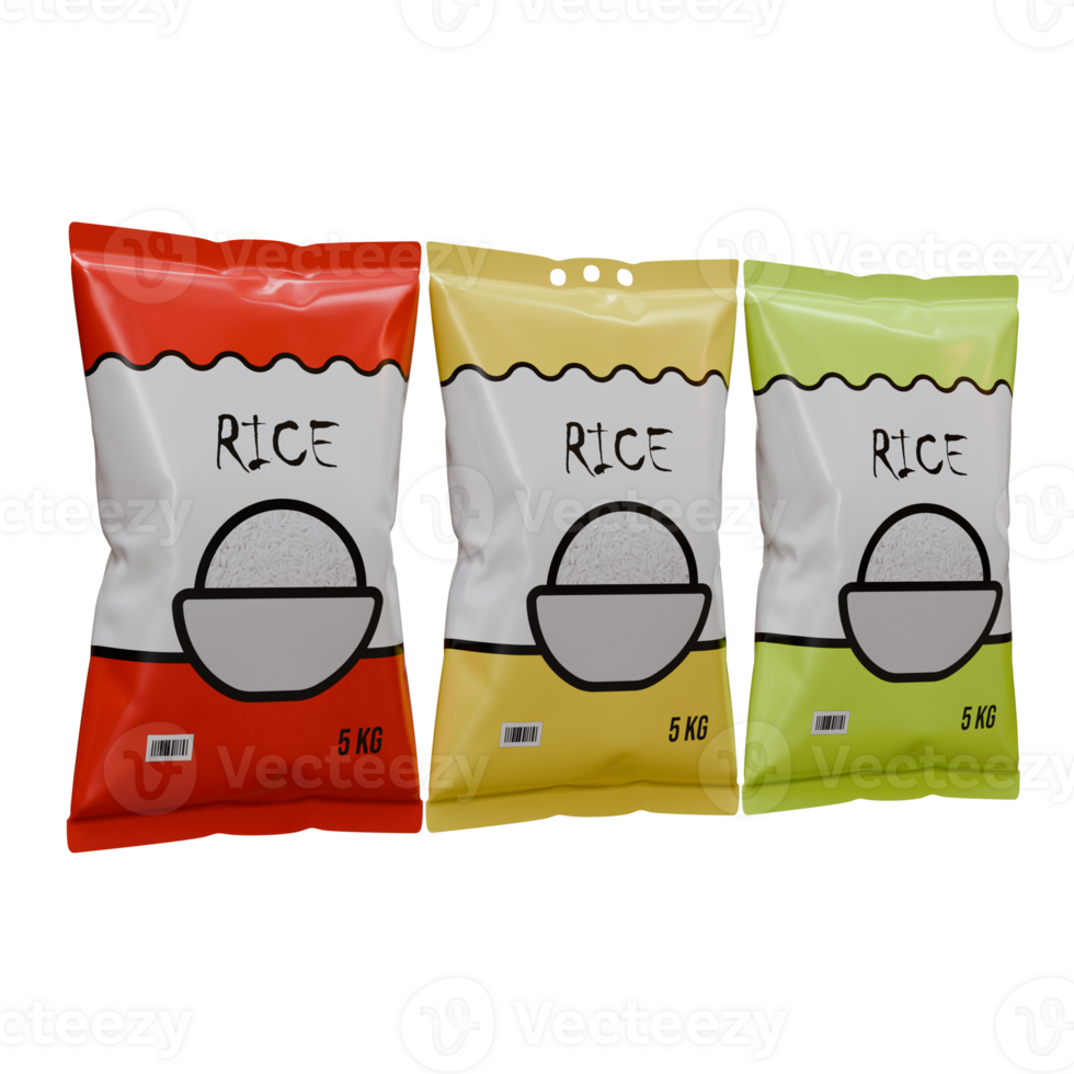 Rice 3D Design Element Side View In 3 Variant png