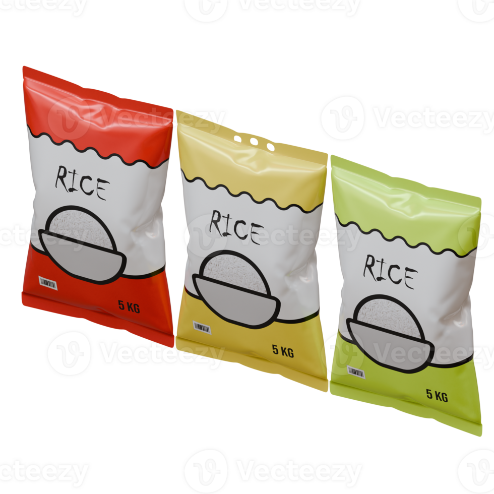 Rice 3D Design Element Isometric View In 3 Variant png