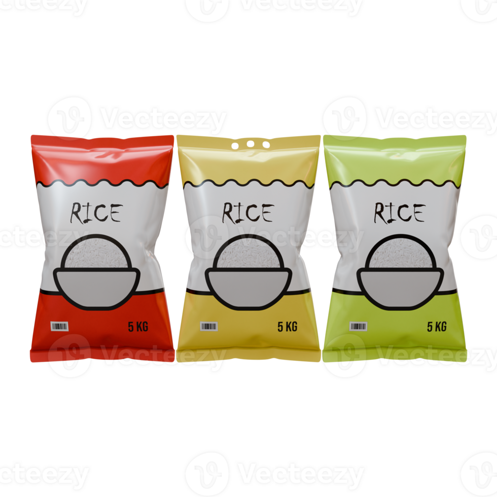Rice 3D Design Element Front View In 3 Variant png