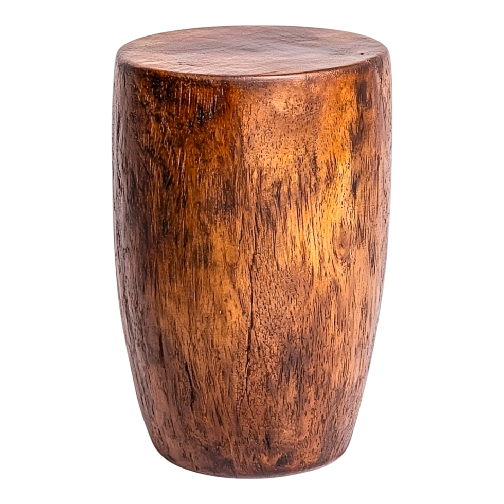 Rustic Wooden Stool with Natural Grain Design Ideal for Home Decor or Garden Use, Adding a Touch of Warmth and Nature to Any Space in Your Living Environment png