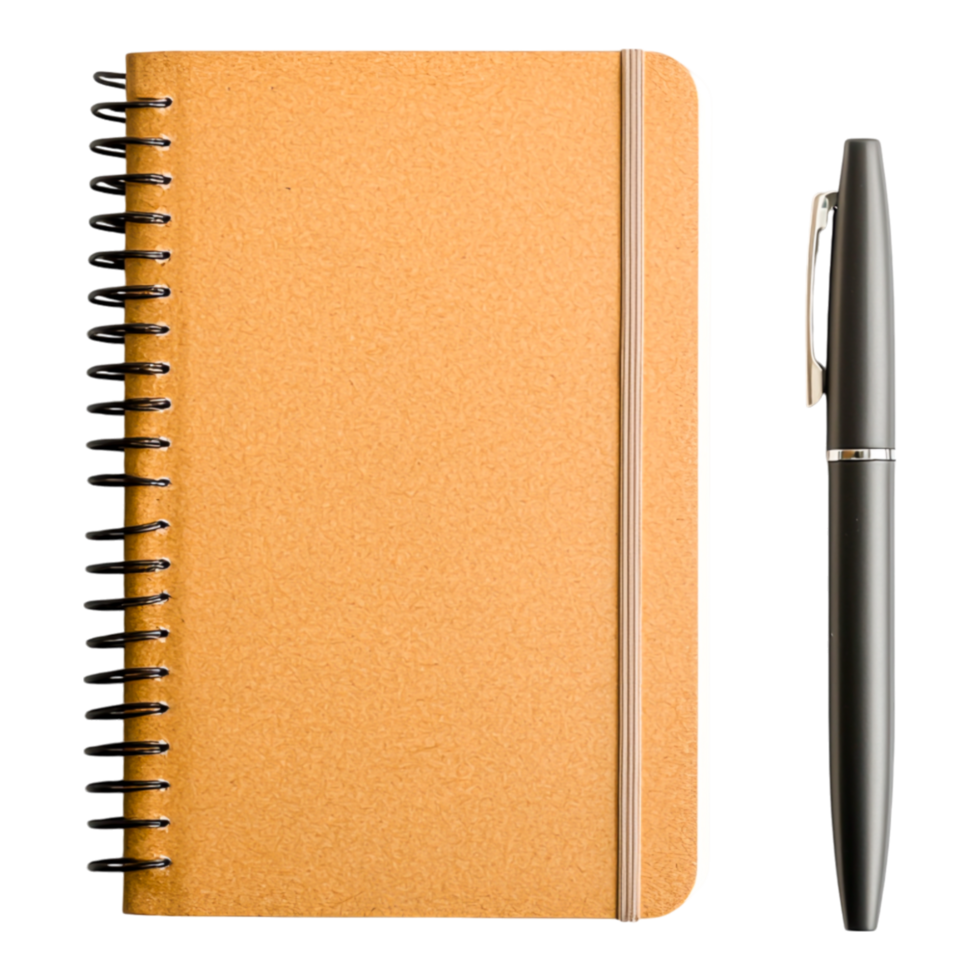 Brown Notebook and Pen png