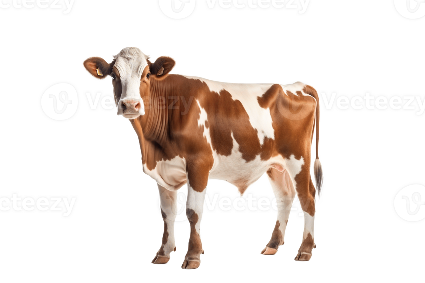 Brown and White Cow Standing png