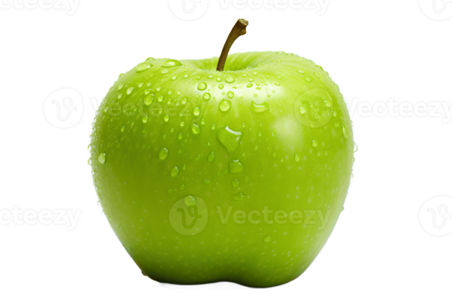 Fresh Green Apple with Water Droplets on Surface png