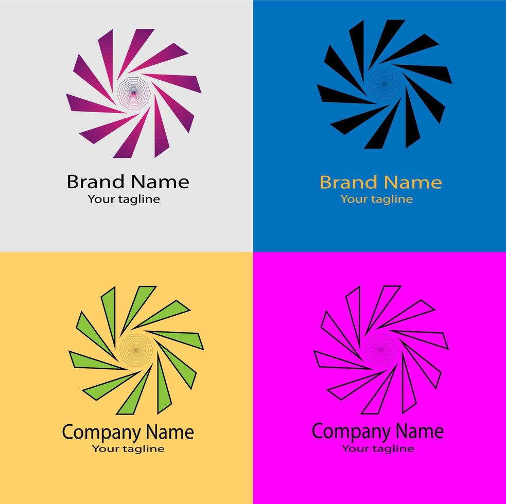 Same shape rotating logo design in different craft vector