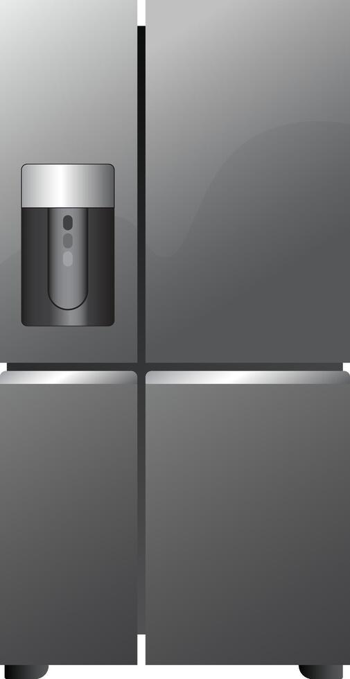 Realistic Refrigerator isolated on white background. Three doors fridge for food storage and food cooler vector