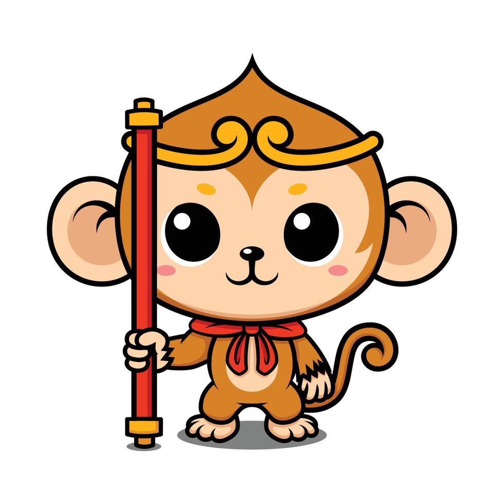 Cute Monkey King Cartoon Character vector