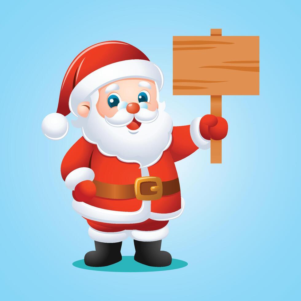 Cute Christmas Santa Claus Holding A Board vector