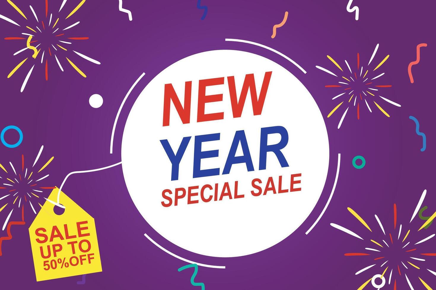 End of year sale banner template design. new year discount colorful background. Social media, shopping online. template vector
