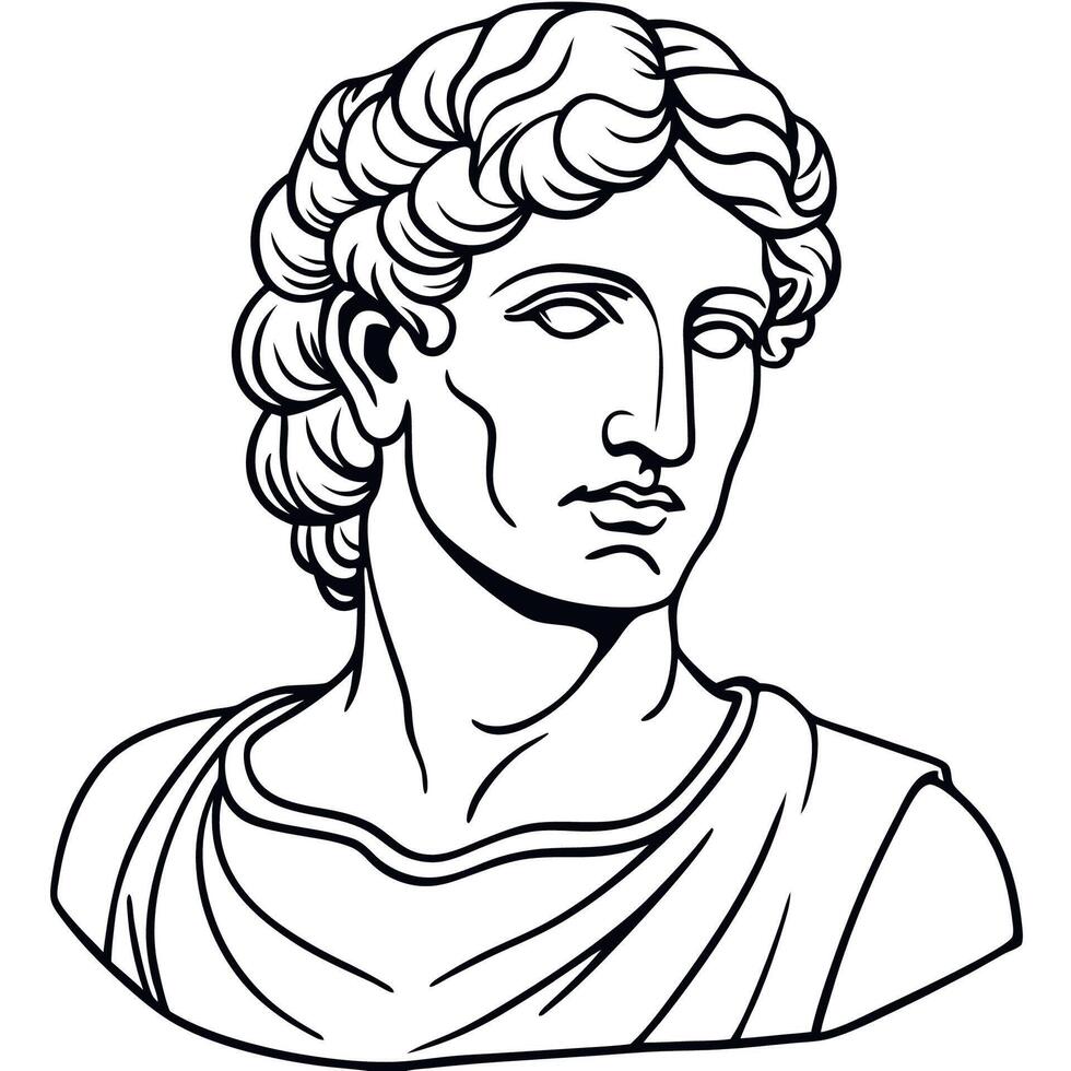 A drawing of a man with curly hair and a beard vector