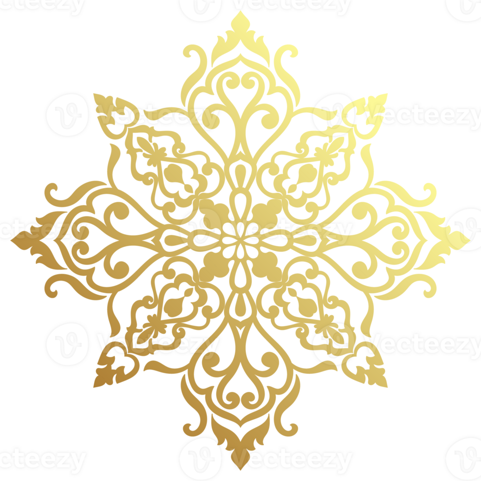golden gradient flower mandala Abstract flowers for decorating new year greeting cards png