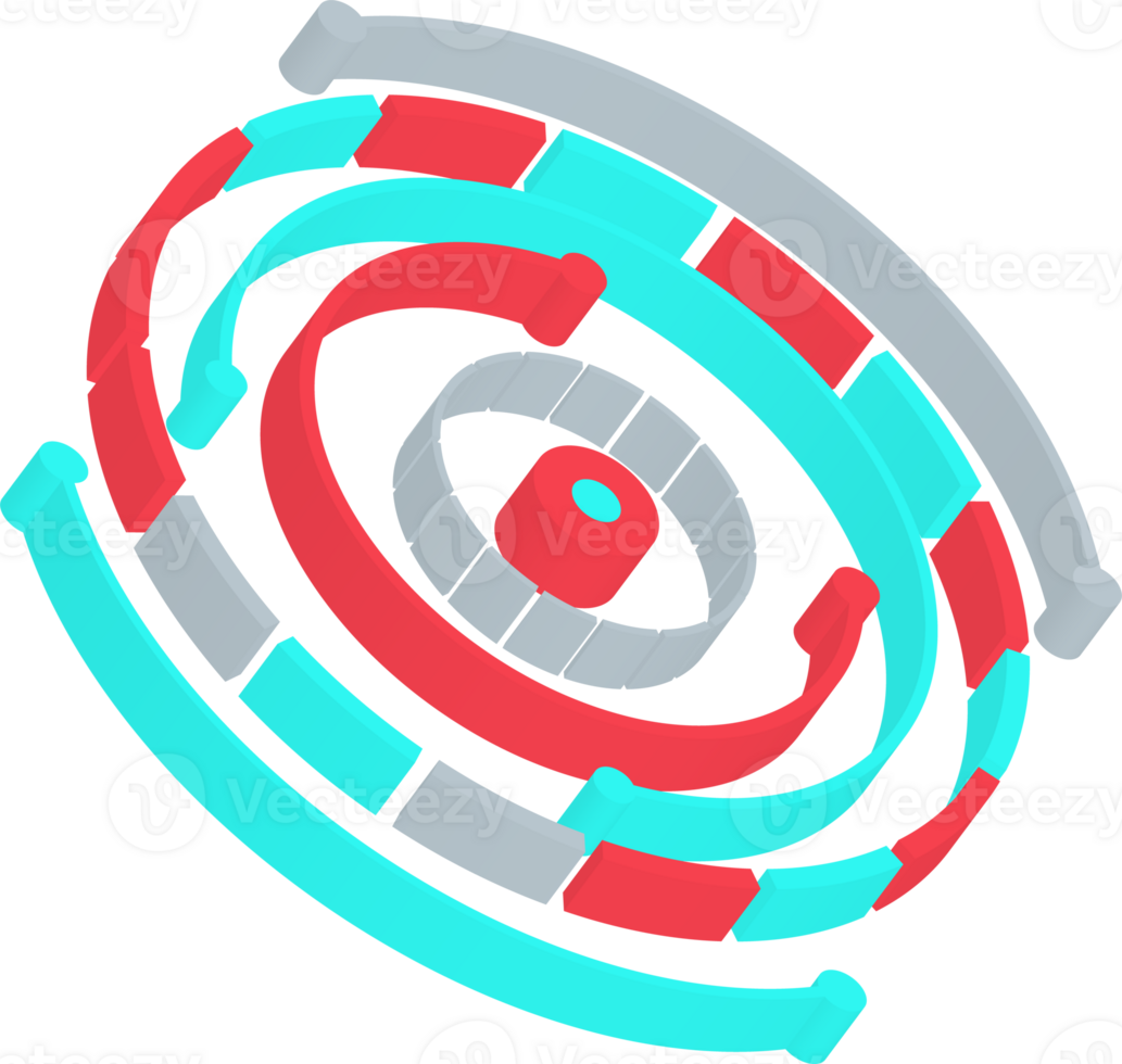 Circle HUD digital interface, 3d element png
