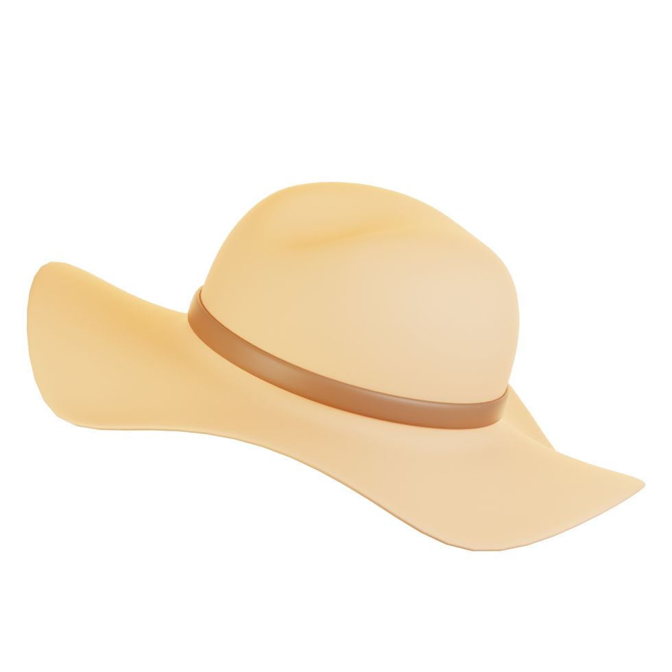 3d rendering beach icon concept. 3d render beach hat png