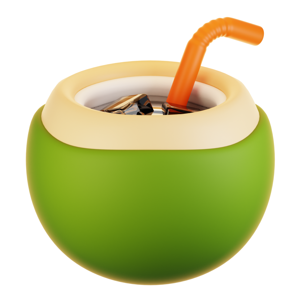 3d rendering beach icon concept. 3d render coconut drink png