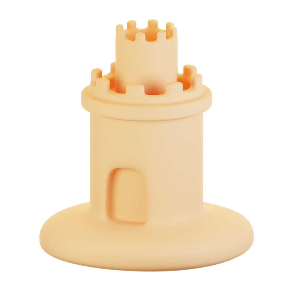 3d rendering beach icon concept. 3d render sand castle png