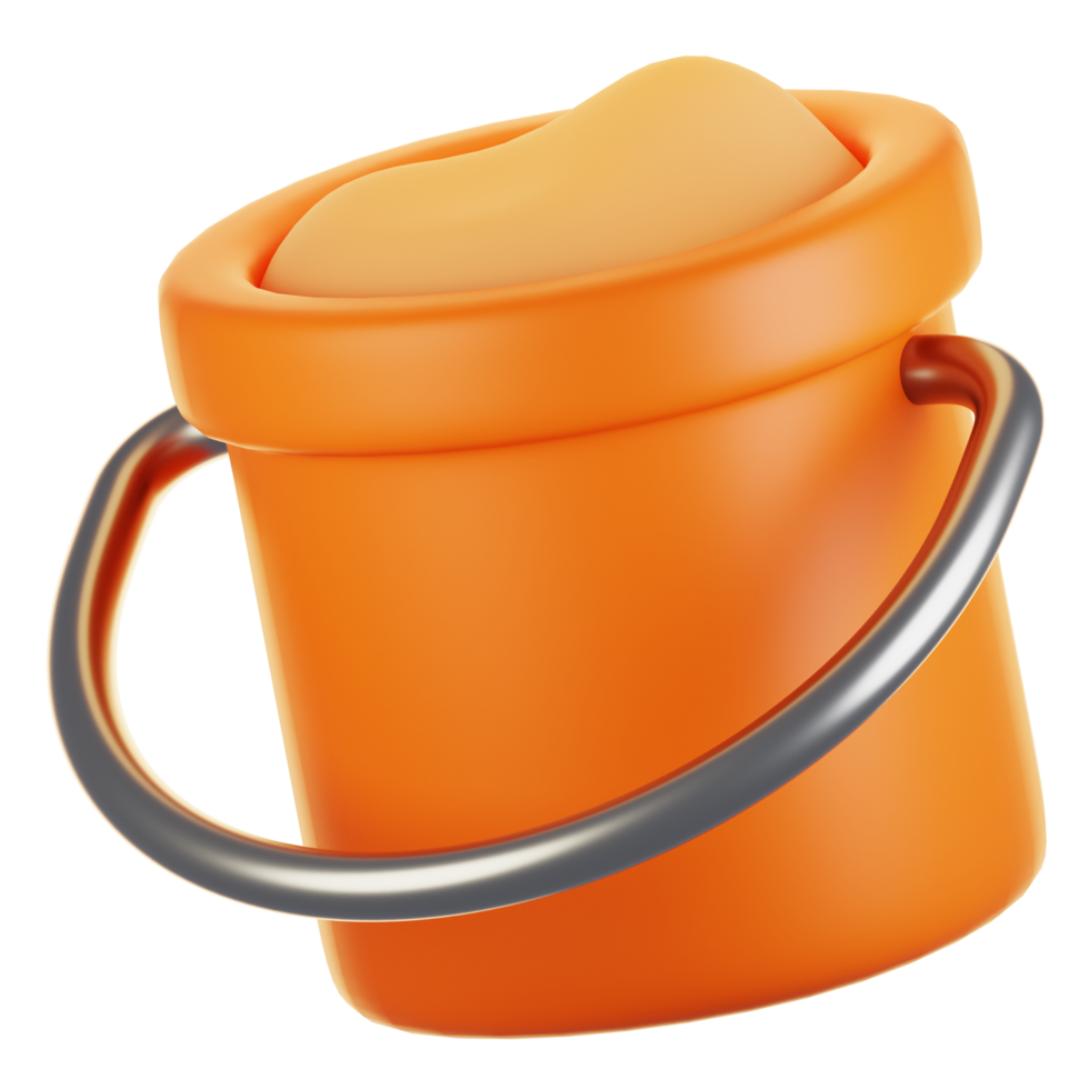 3d rendering beach icon concept. 3d render sand bucket png
