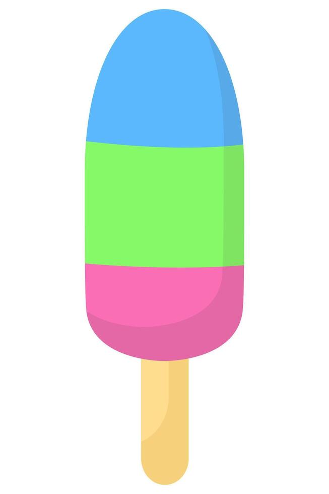 Flat illustration of ice cream popsicle on a stick isolated on white background. vector