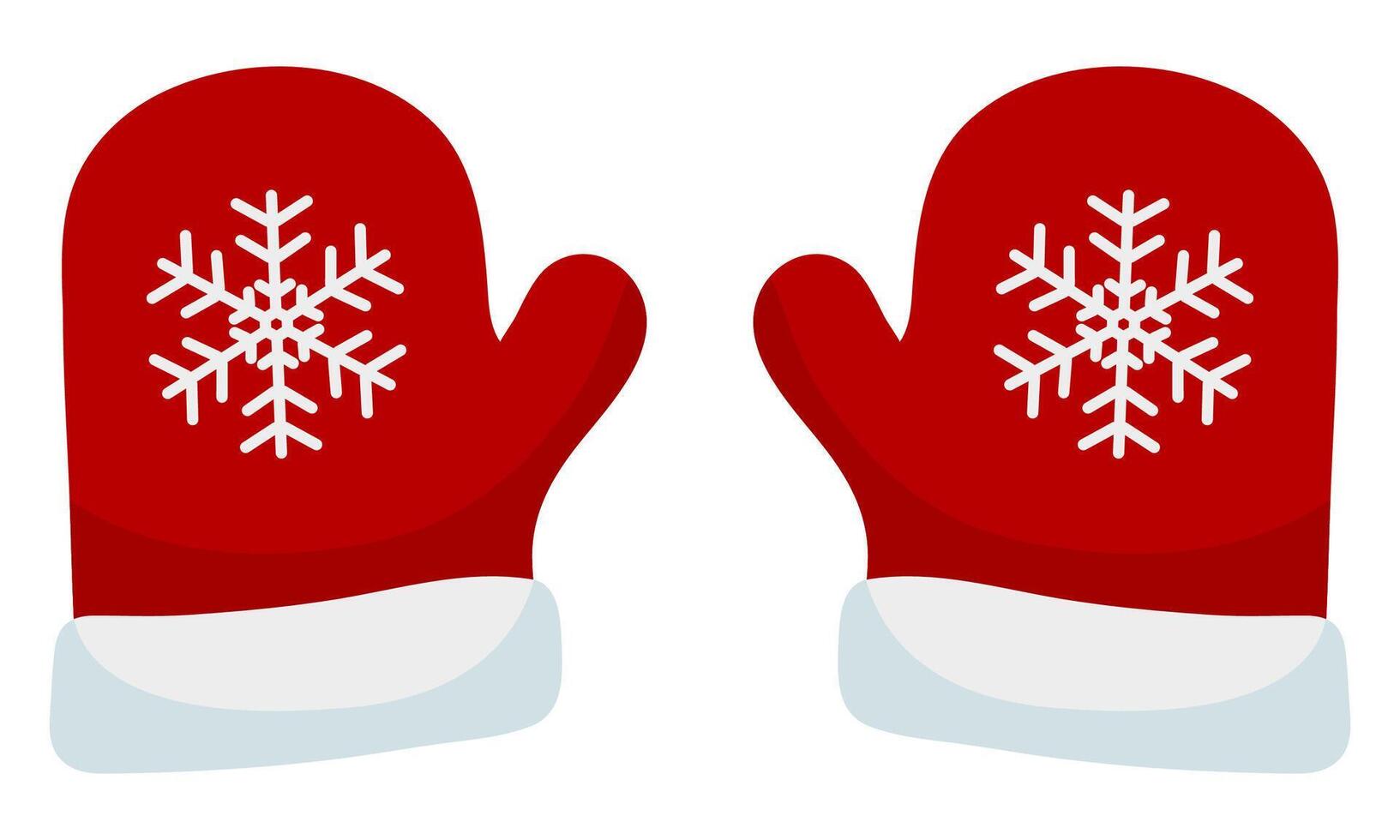 Flat icon of winter mittens with snowflake isolated on white background. vector