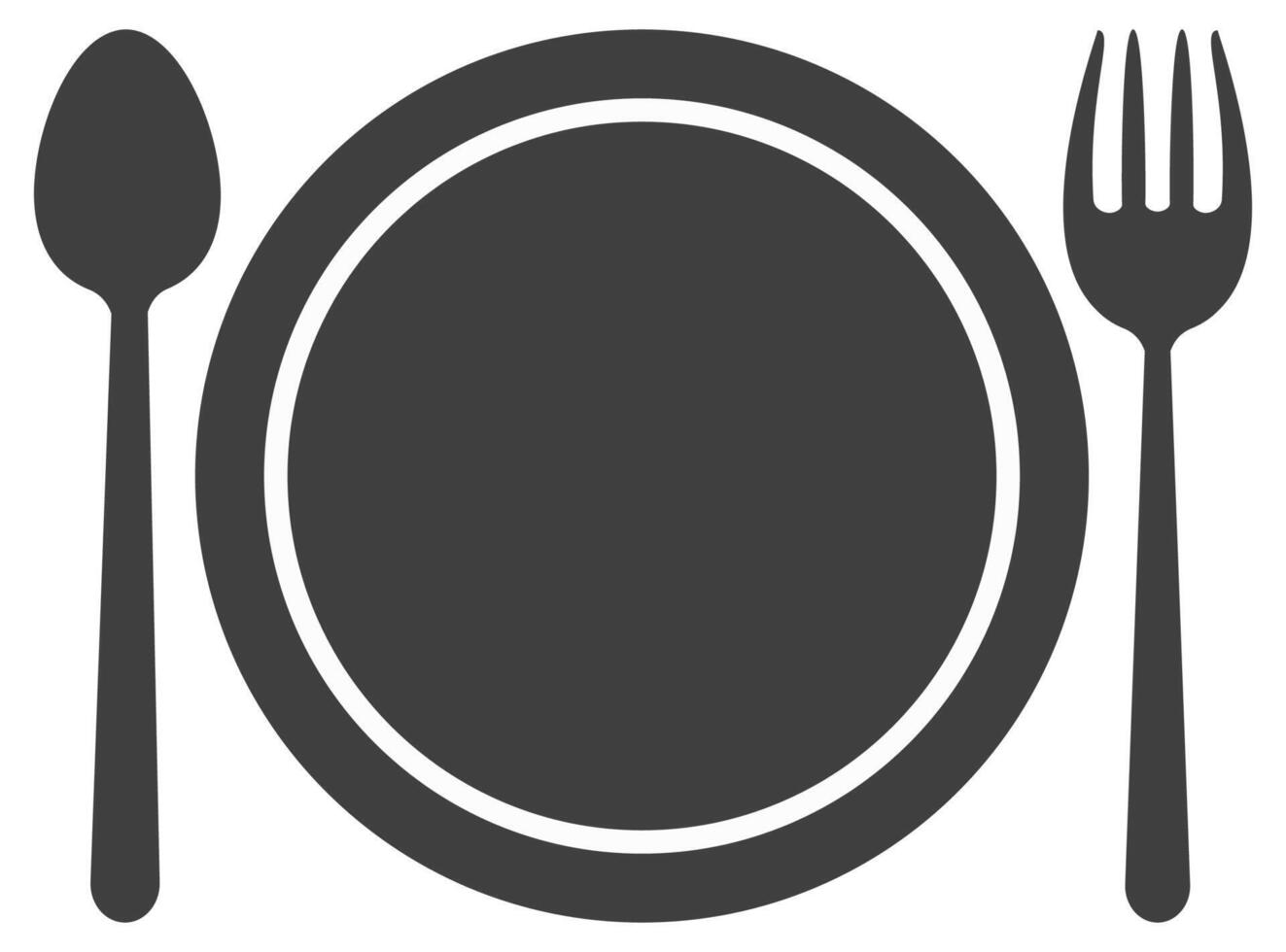 Plate with spoon and fork flat icon isolated on white background. vector