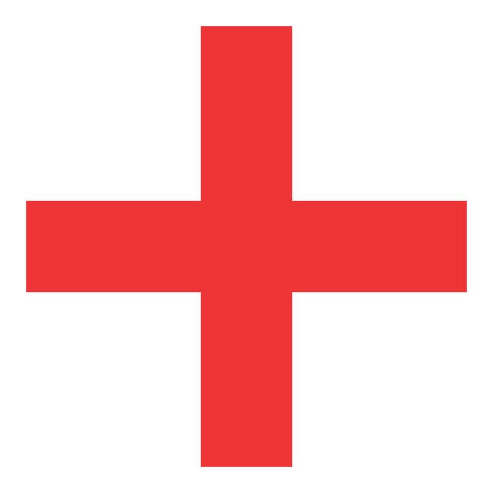 Red cross sign isolated on white background. vector