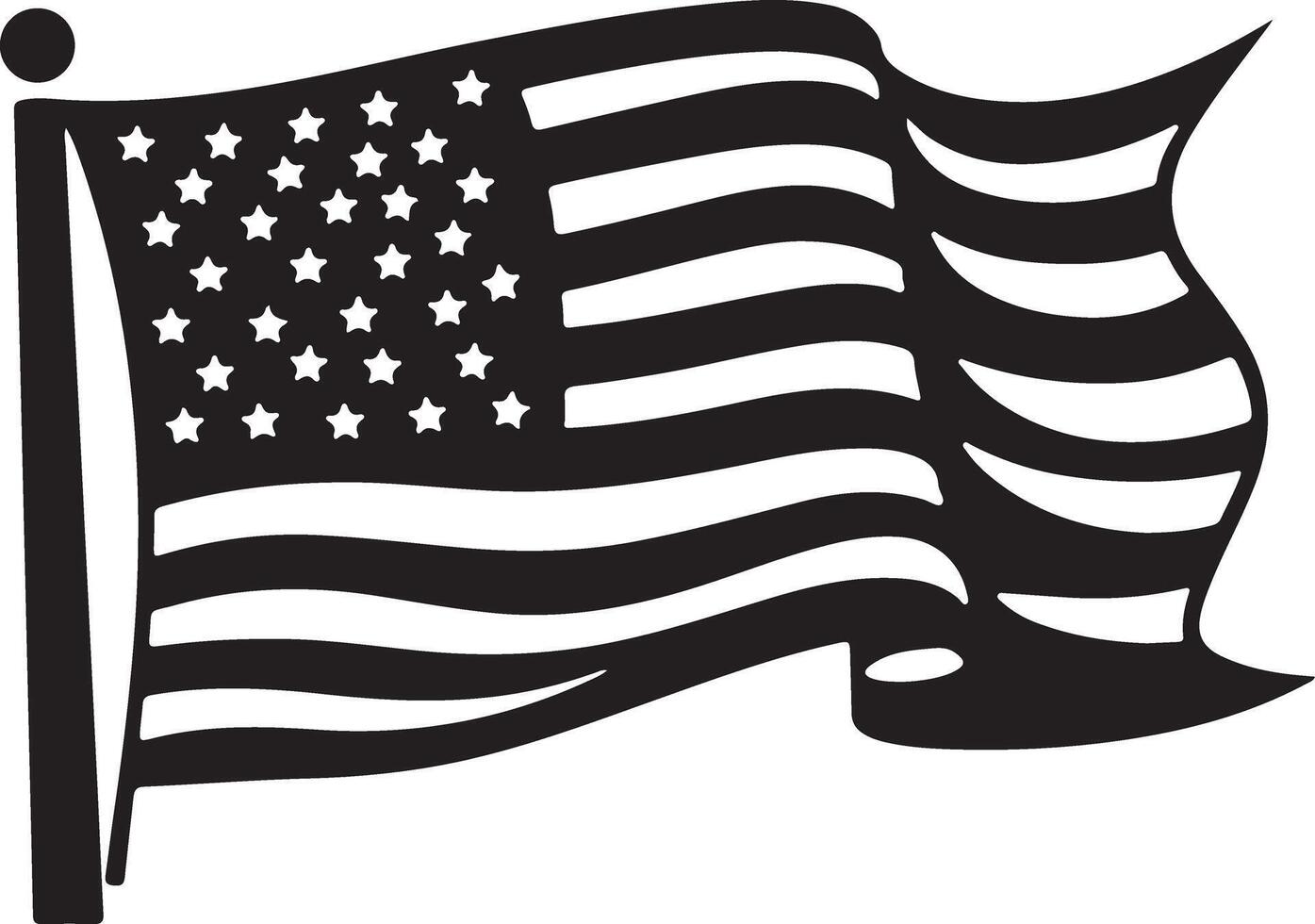 Silhouette of the American flag waving on a pole vector