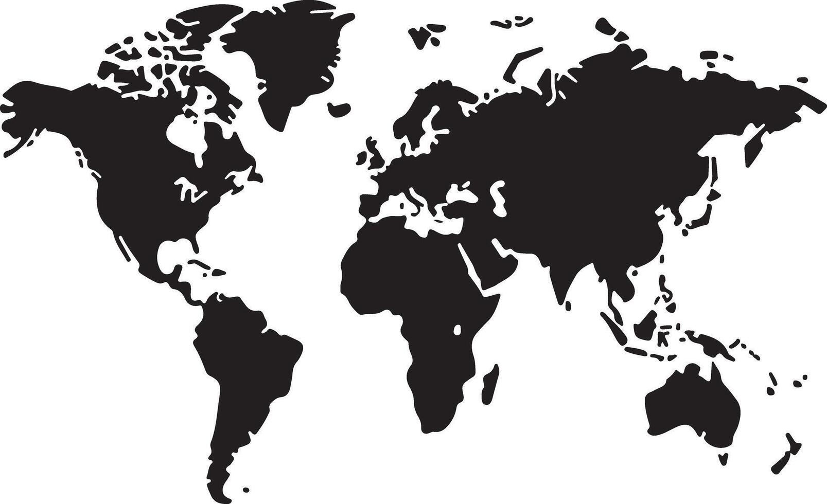 Simple Black and White World Map Illustration vector