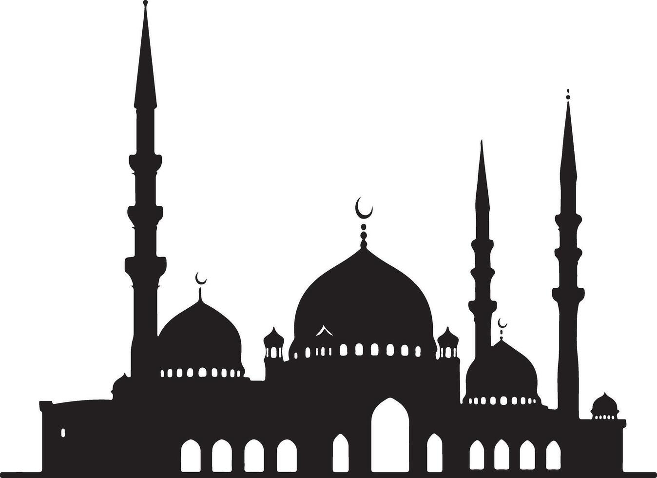 Mosque Silhouette with Crescent Moon vector