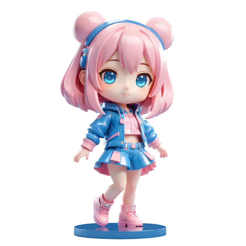 Cute 3d little girl avatar character isolated on transparent background png