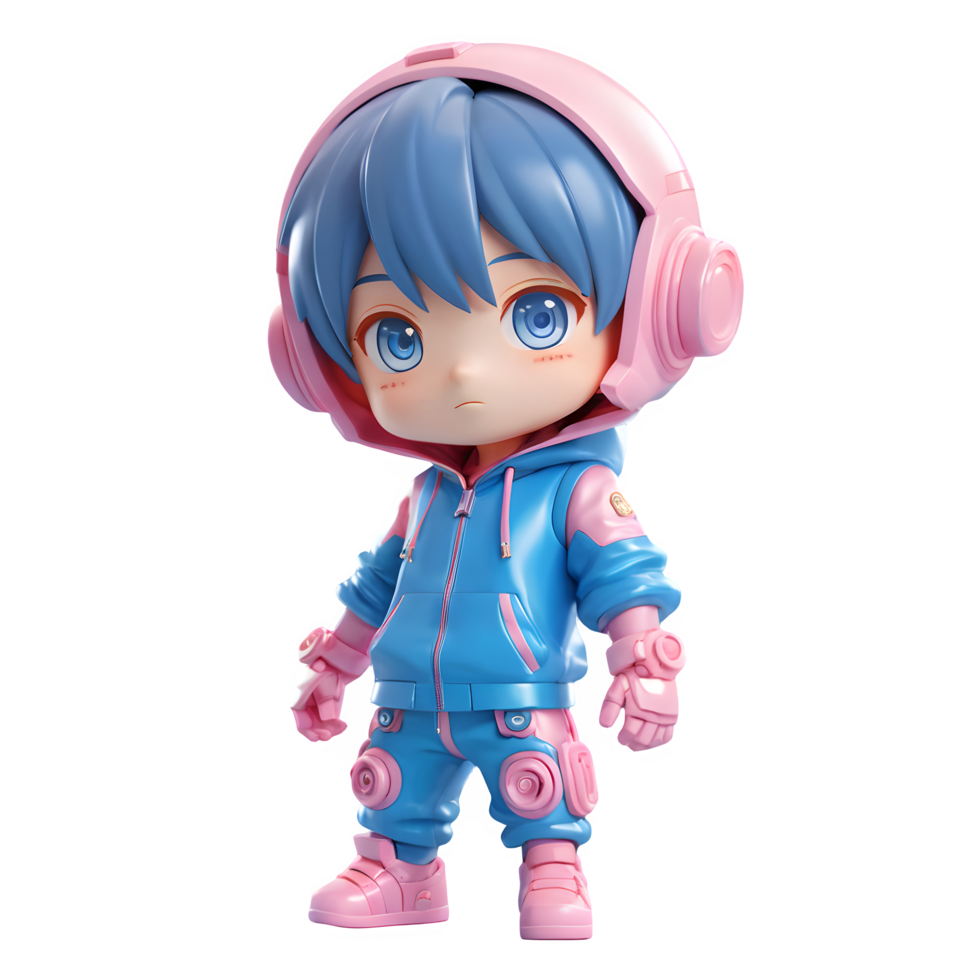 Cute 3d little boy avatar character isolated on transparent background png