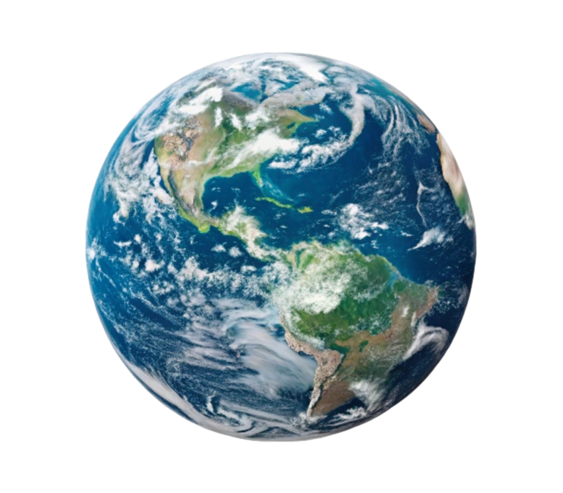 Planet earth rotating showing north and south america on transparent background png