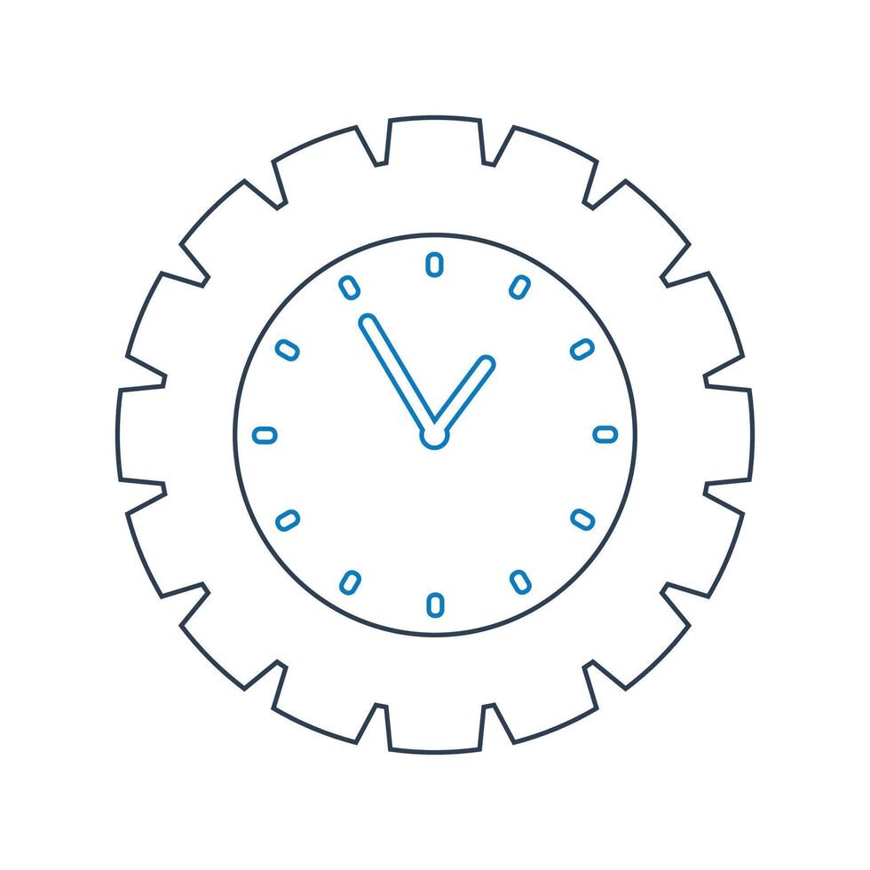 Clock in gear wheel icon illustration vector
