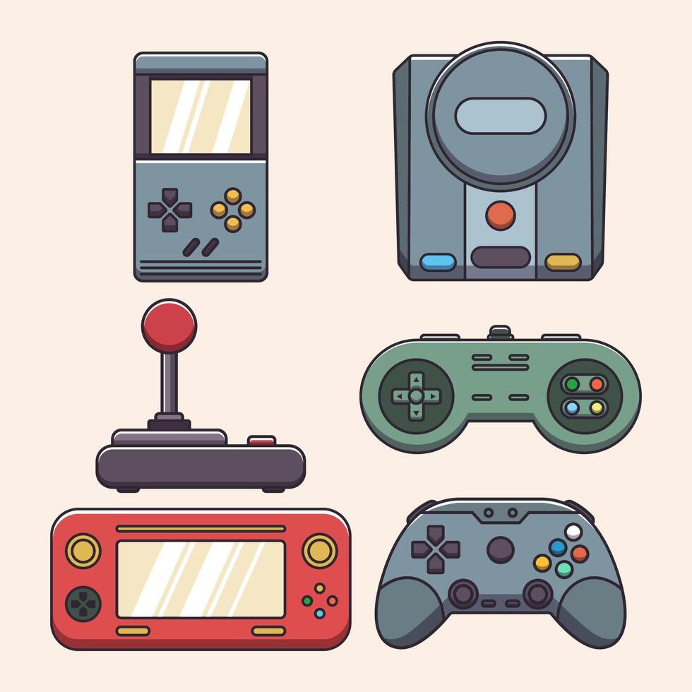 Set of retro games device illustration vector