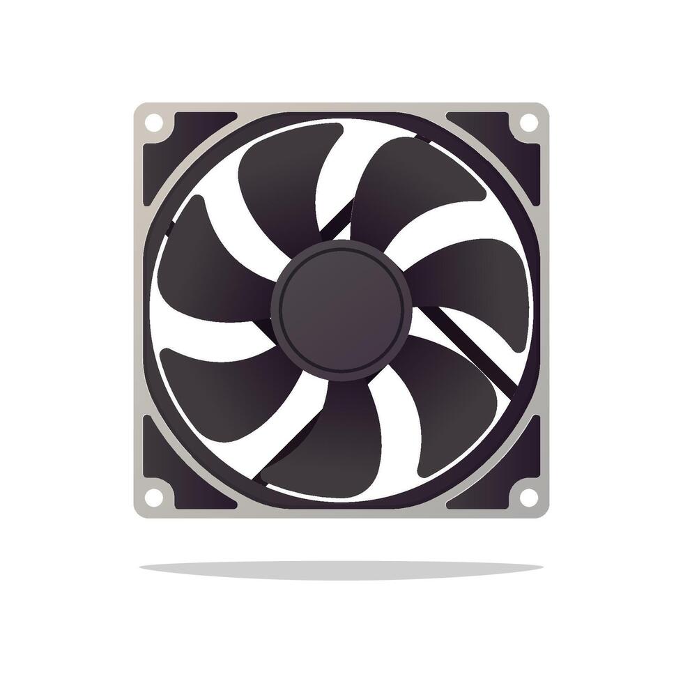 Computer cooling fan isolated on white background. vector