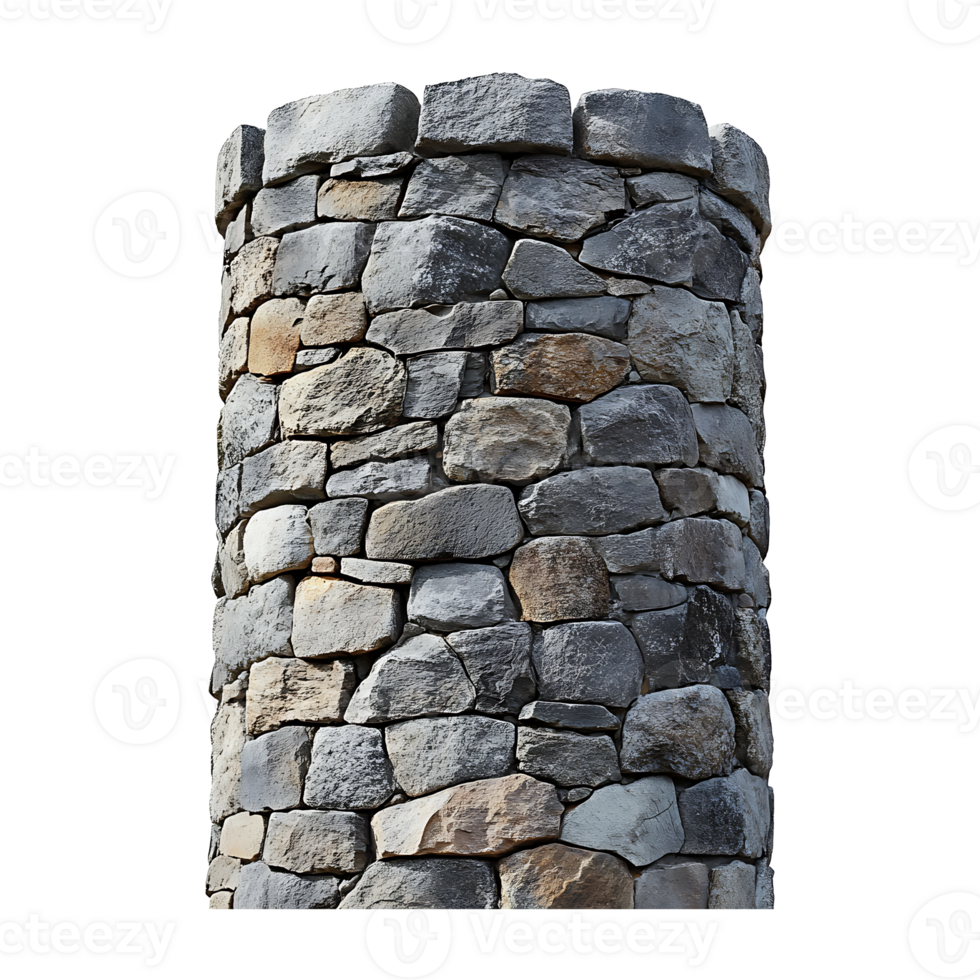 A photograph of a stone tower isolated on transparent background. png