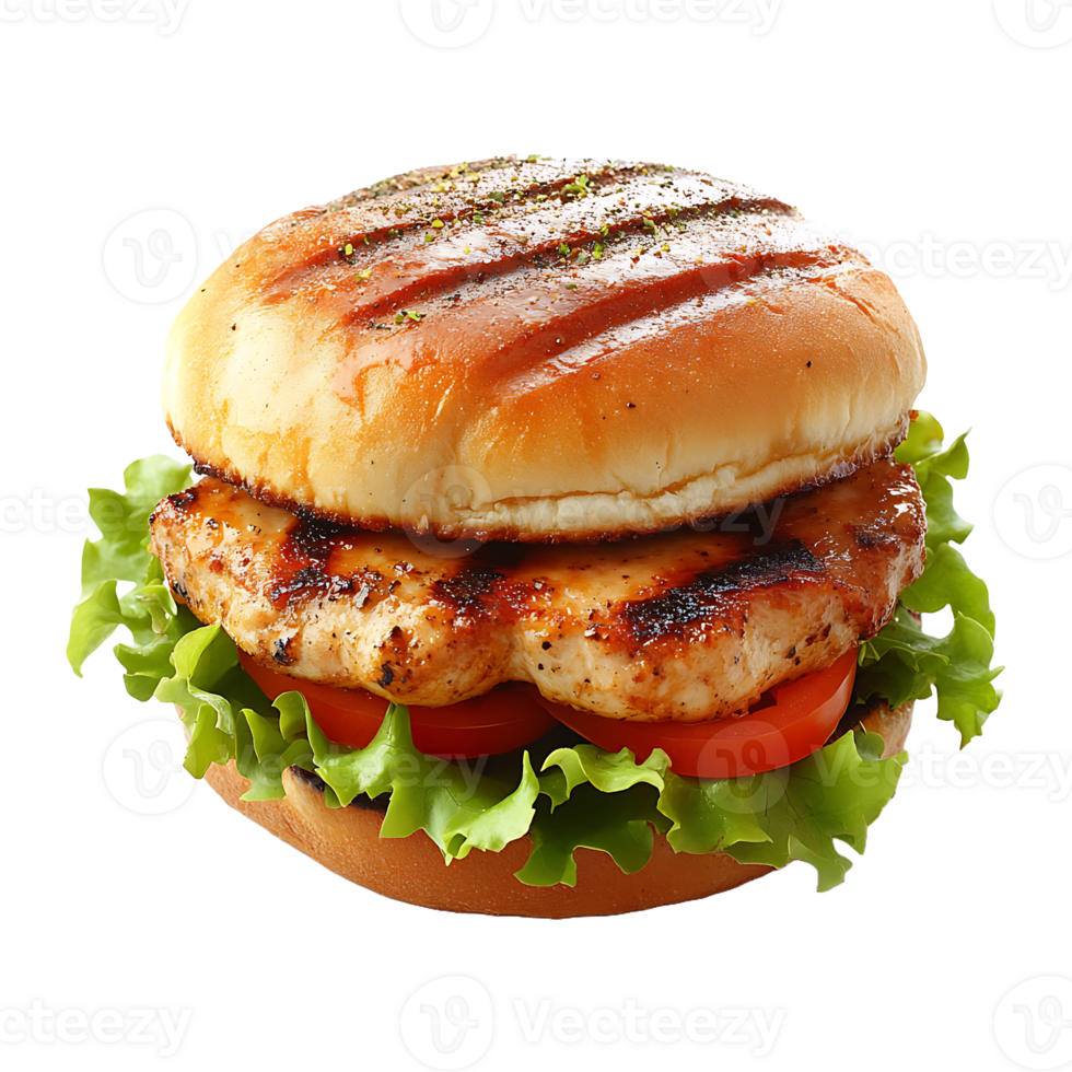 Chicken sandwich isolated on transparent background. png