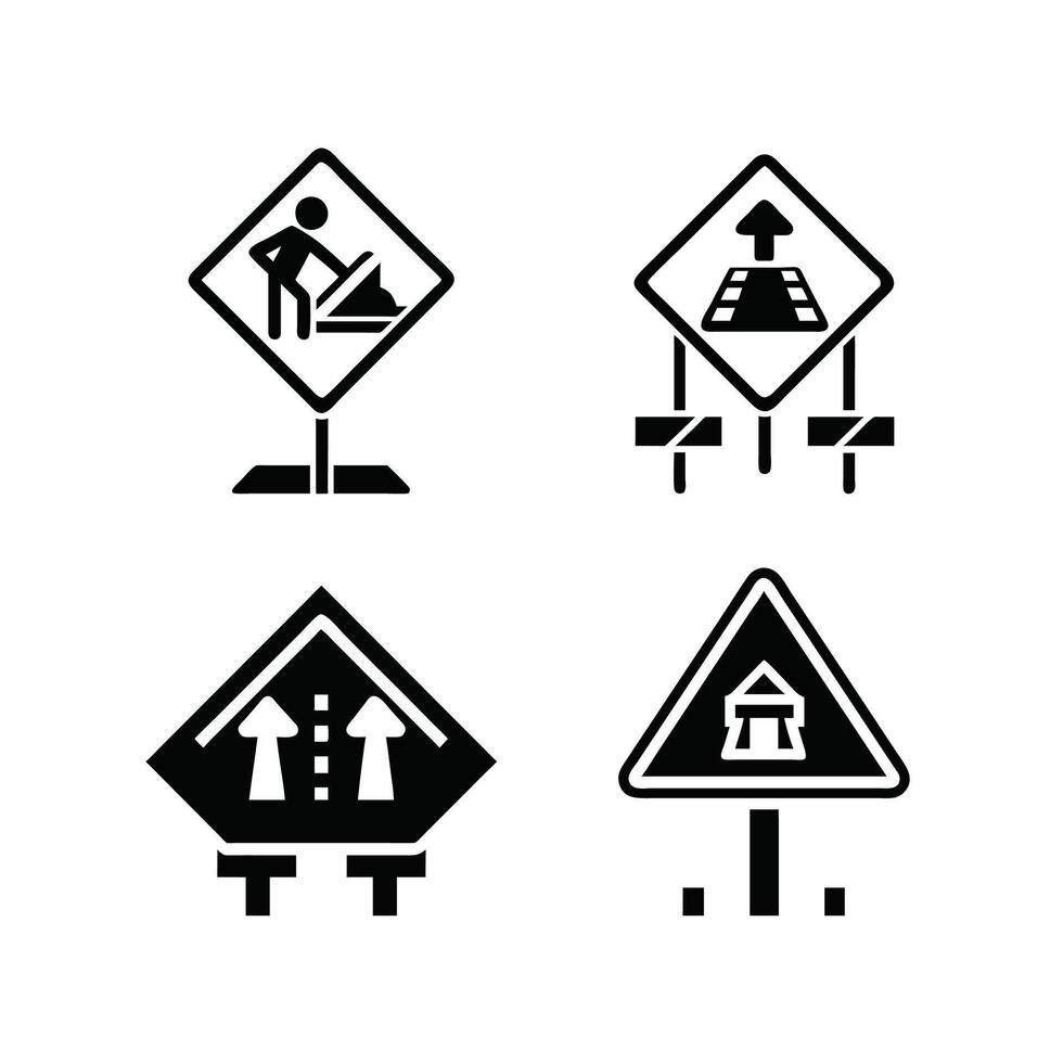 Isolated Construction Warning Signs Illustration vector
