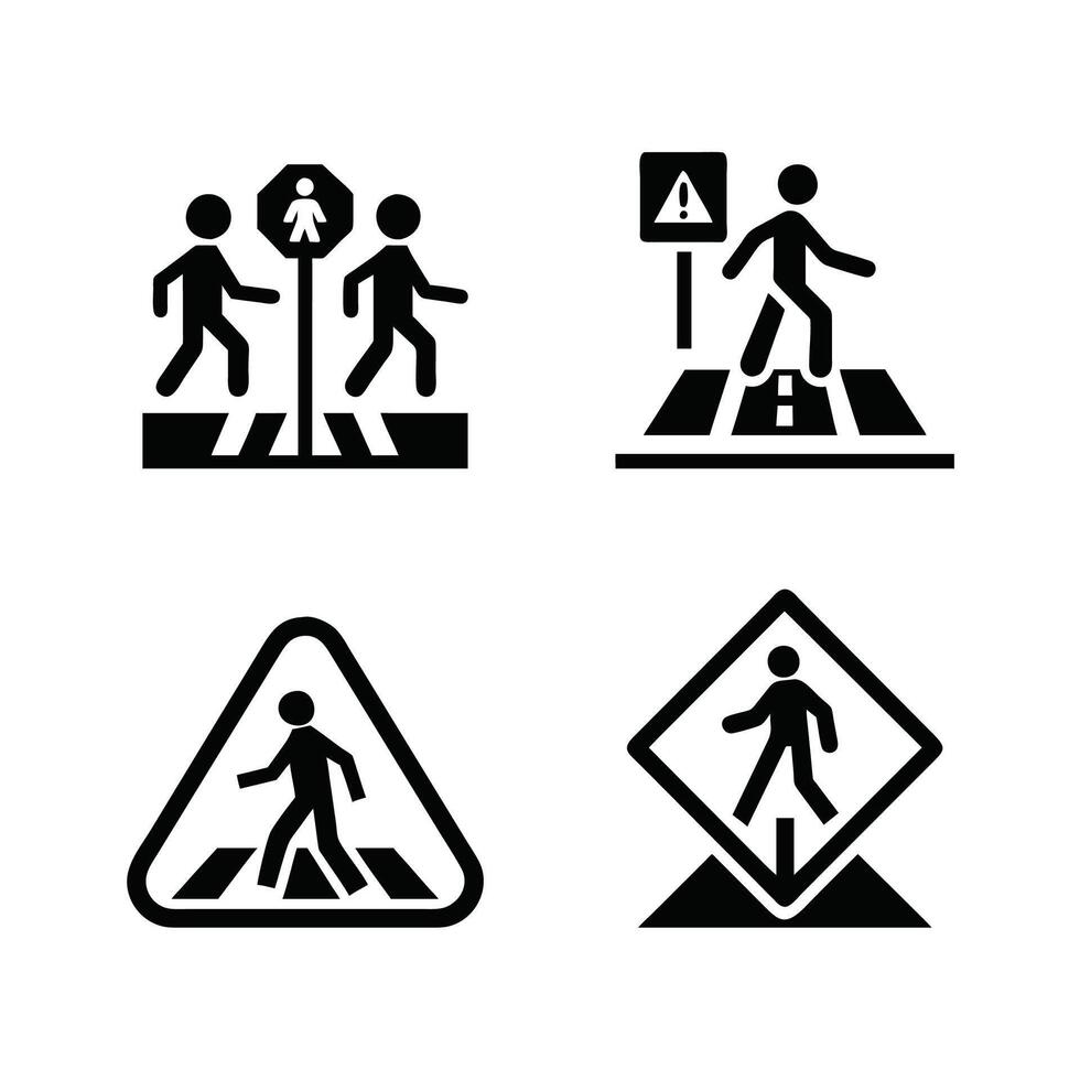 High Quality Pedestrian Crossing Signs vector