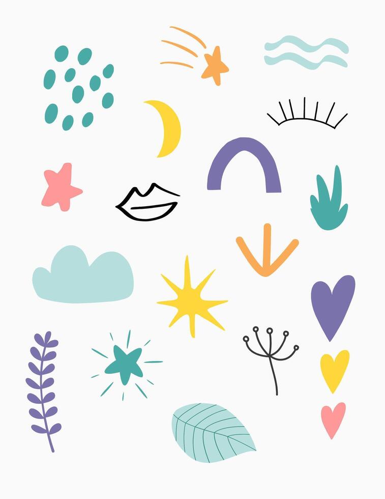 set of icons for your design with leaf heart and sun vector