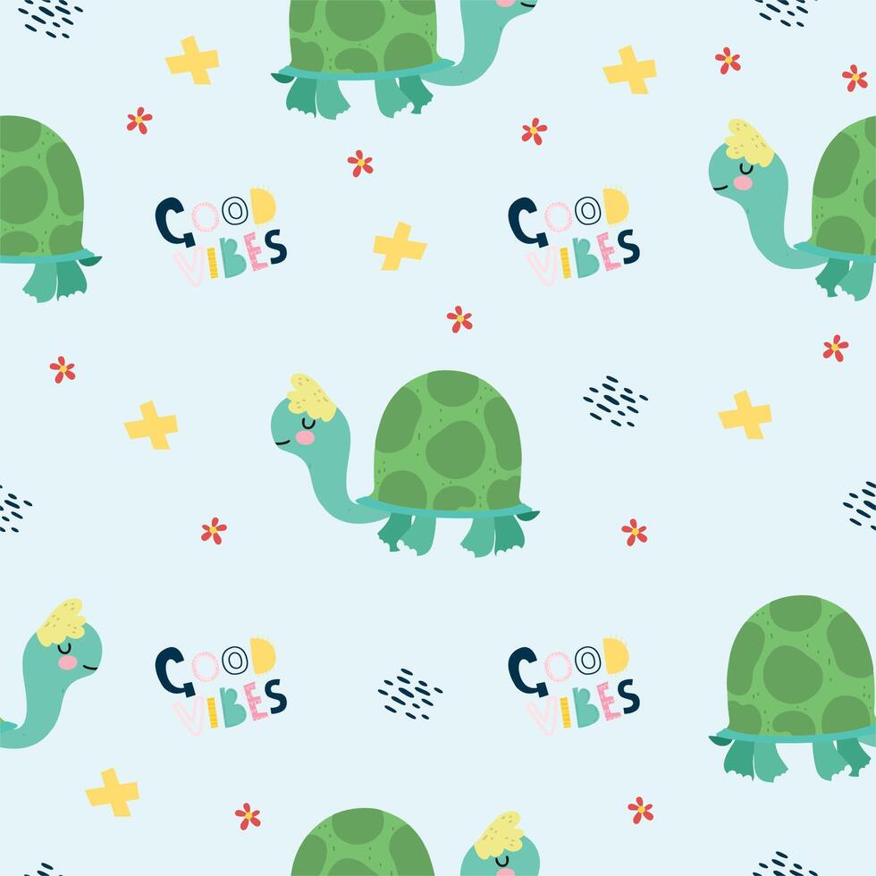 cute turtle seamless pattern vector