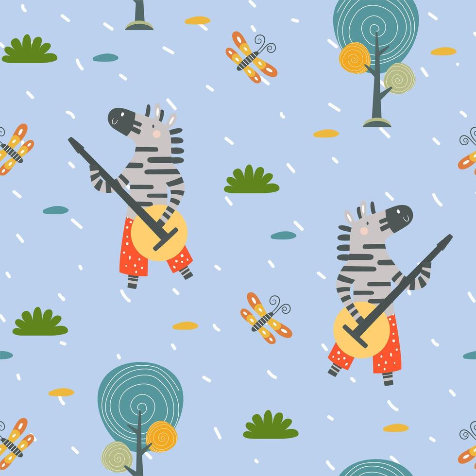 cute zebra pattern for kids vector