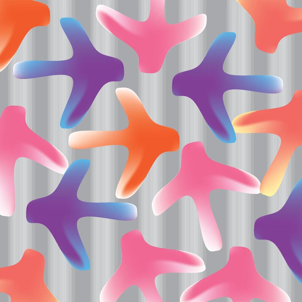 Abstract illustration of various shapes, on a gray background with a slight gradient. vector