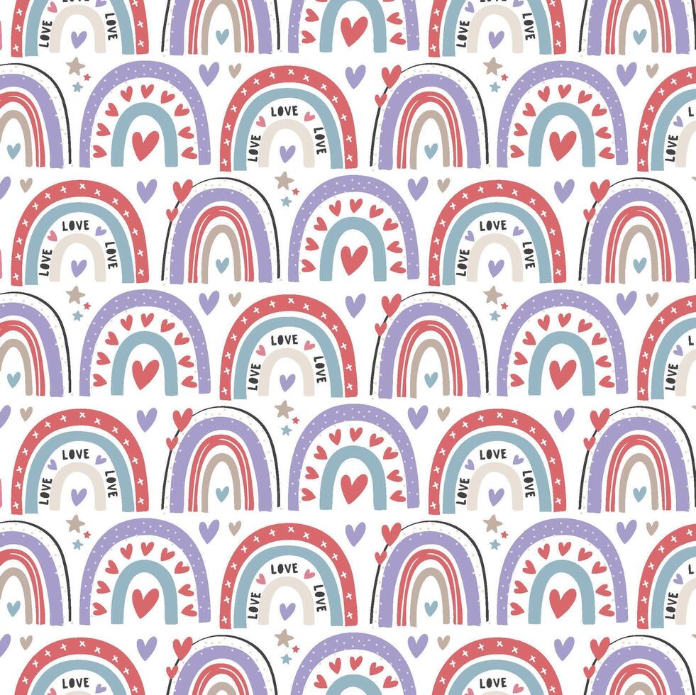 seamless pattern with purple and pink rainbow vector