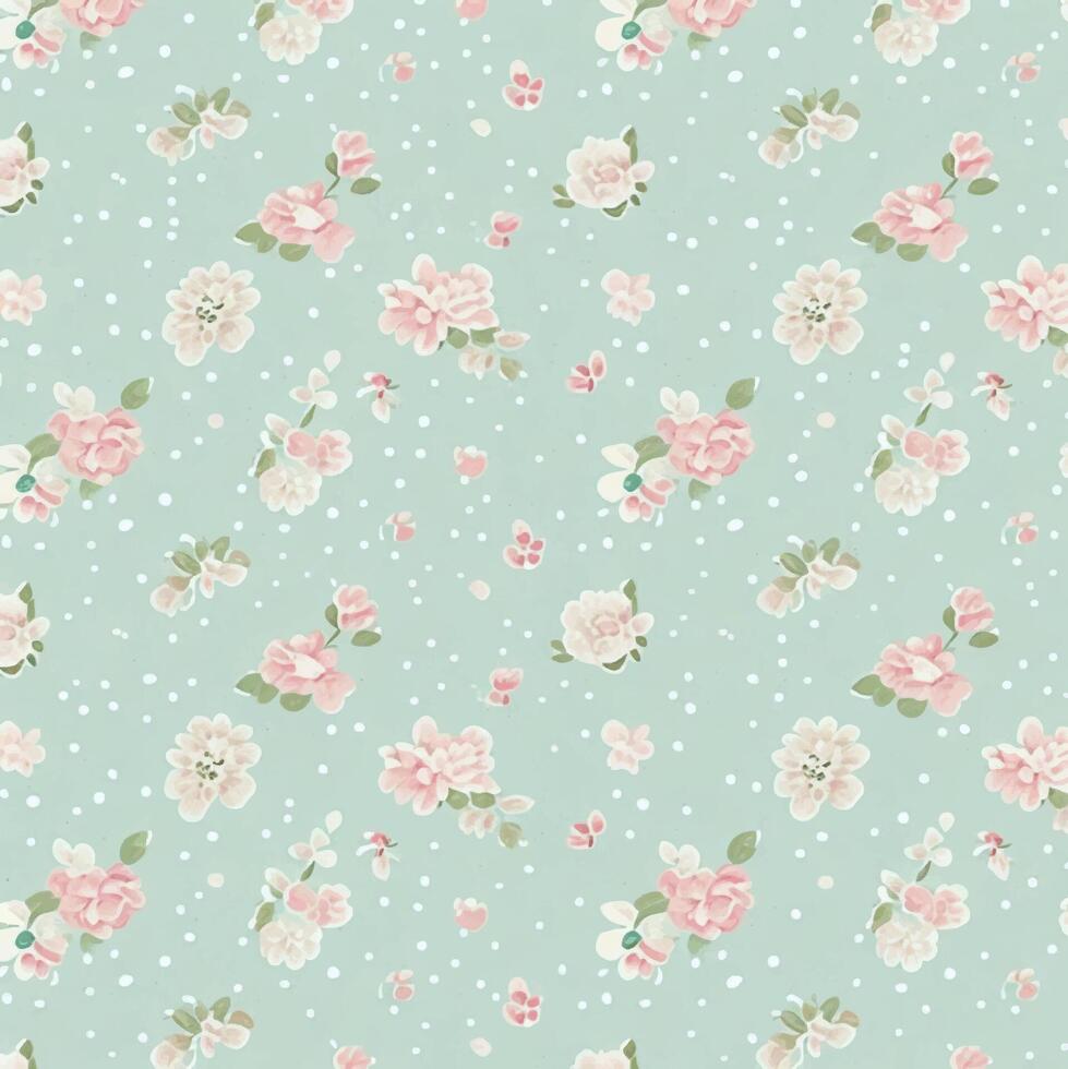 seamless pattern with flowers and dots vector