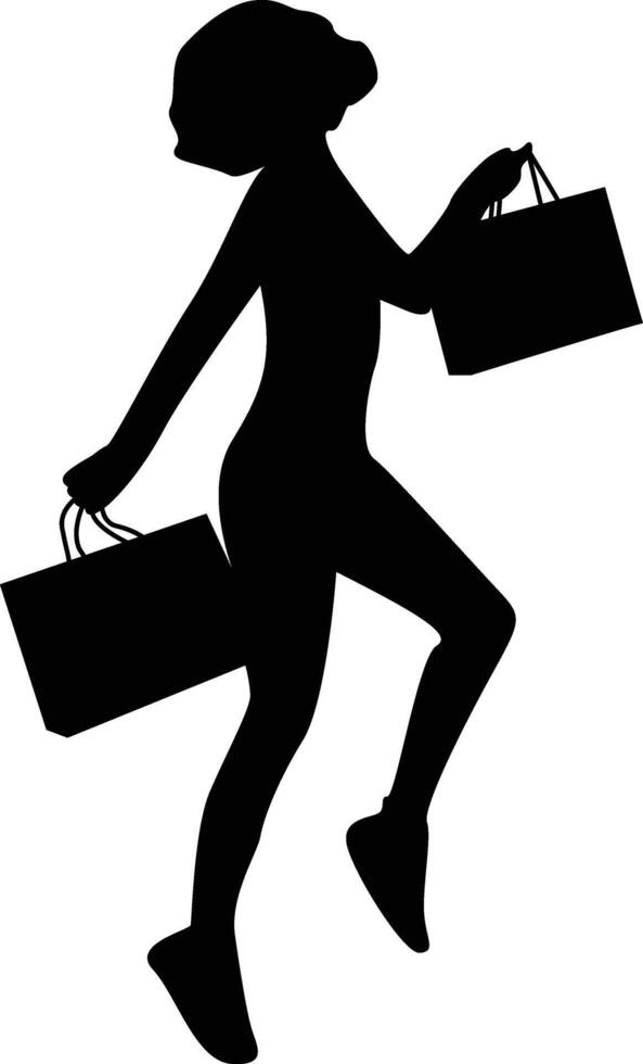 Silhouette of a girl with shopping bags vector