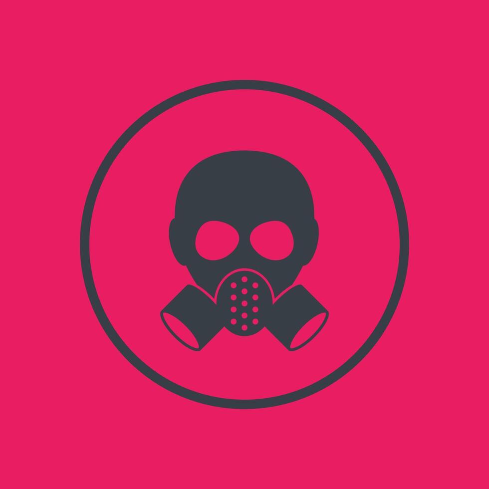 gas mask, respirator icon in circle vector