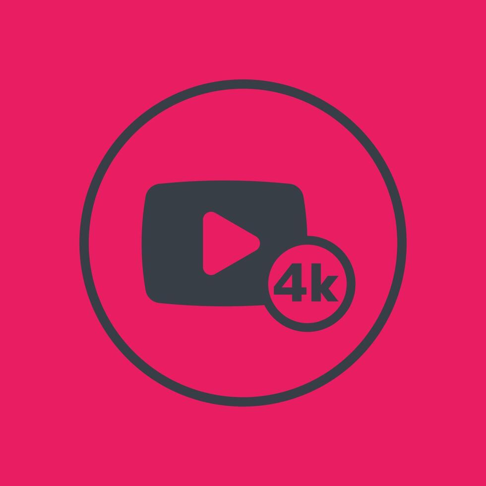 4K content icon in circle vector