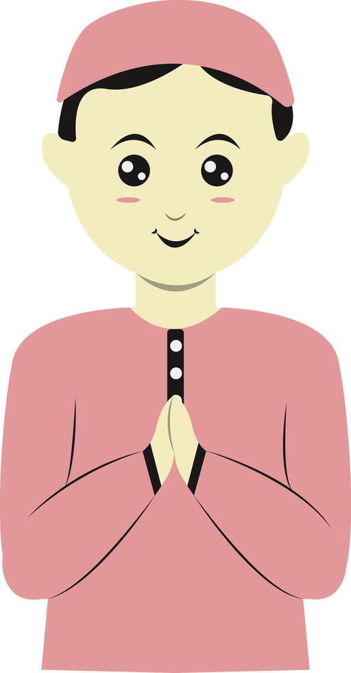 A cartoon man in a pink shirt and hat vector