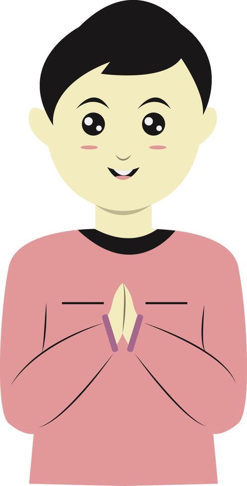A cartoon man with his hands folded in prayer vector
