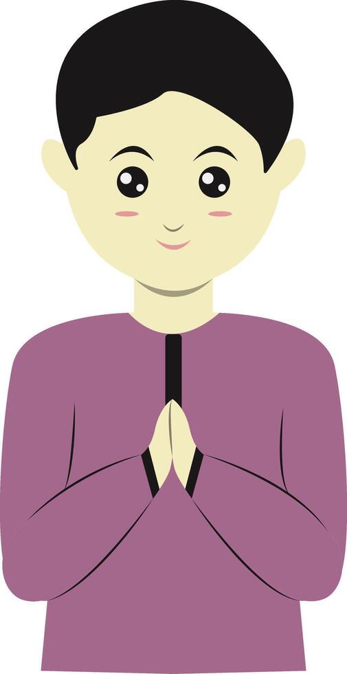 A man in a purple shirt is praying vector