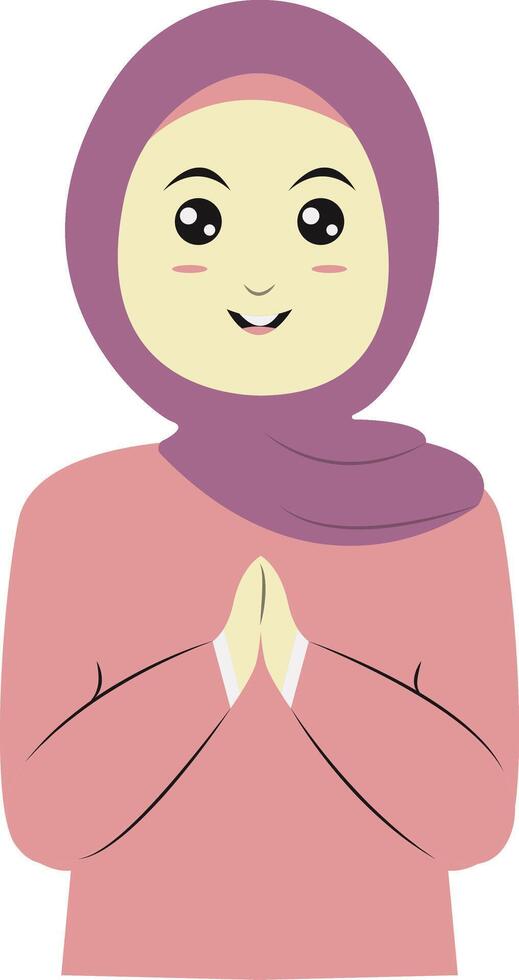 A cartoon woman in a pink hijab vector
